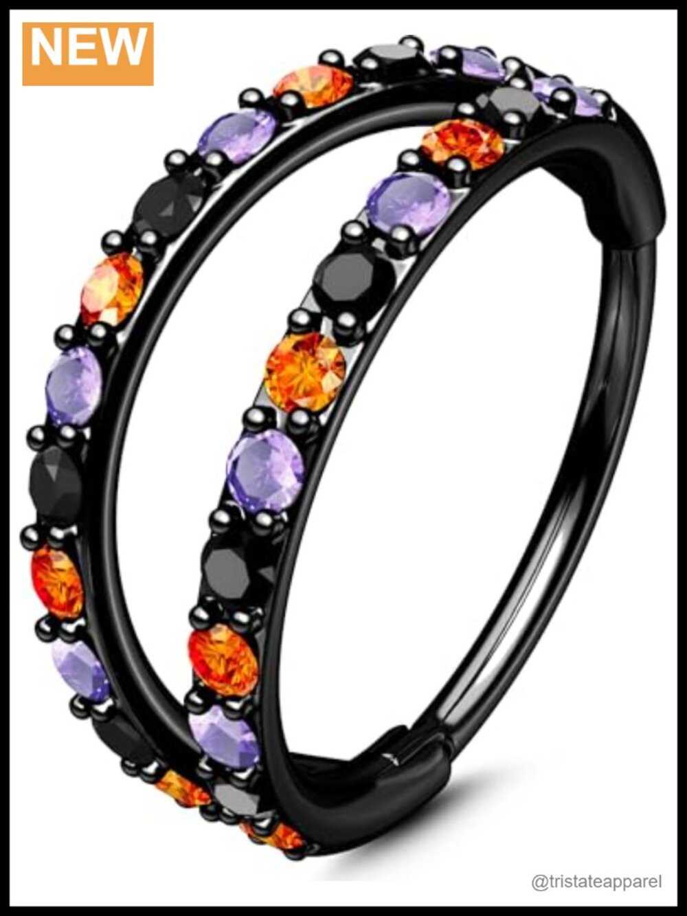 OUFER Double CZ Hoop Nose Ring 20G 8MM Stainless Steel Clicker